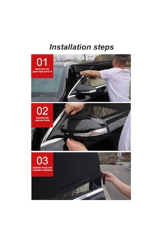 Youtek Suv Arka Cam İçin Esnek Ve Nefes Alabilen Sivrisinek Önleyici Güneşlik Perde, 115x52cm, 2 Adet, Siyah