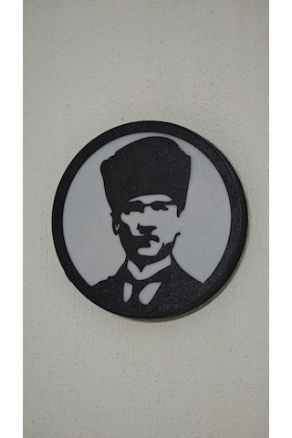 Morfem3d Atatürk Silüetli Led Aydınlatmalı Daire Lamba Model 5 Duvar & Masa Üstü Kullanım Siyah - Beyaz