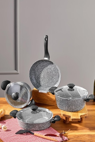 Taç Maxxcook 7 Parça Tencere Seti Gri