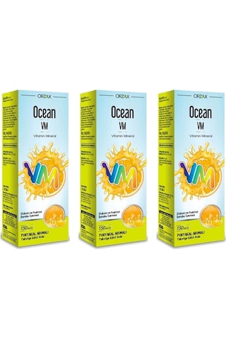 Ocean Vm Vitamin Mineral Portakal Aromalı Şurup 150 Ml 3 Adet