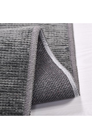 Çam Halı Crea Decolux Azade 8206 Antrasit Özel Kaymaz Tabanlı Pamuk Dokuma Kilim - 80x150