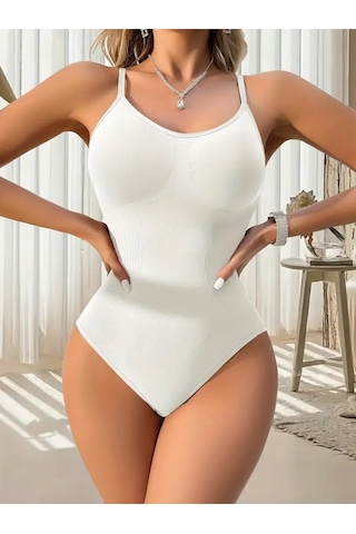 Mistirik Mamey Model Örme Kumaş Toparlayıcı Çıtçıtlı Body Beyaz Renk Zıbın 4 Beyaz