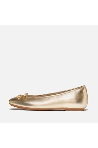 675 Platino Babet Kadın Ih2-c89/675 Fitflop Delıcato Bow Soft Metallic-leather Ballerinas Platin