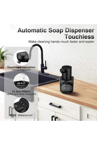 Xiaaokeji Otomatik Sabunluk, Otomatik Sabunluk Duvara Monte, Siyah Siyah