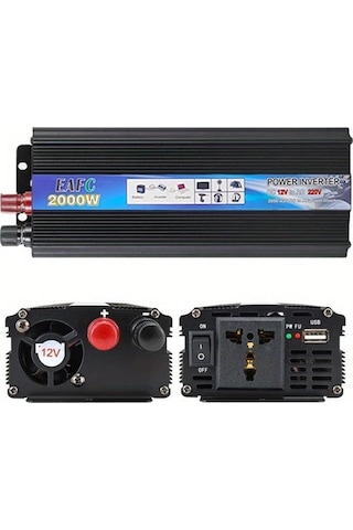 Xuweiwei 12v 500w 1000w 2000w Tepe Güç İnvertörü Dc 12v Ac 220v Taşınabilir Araç Şarj Cihazı Voltaj Dönüştürücü Kamp Seyahat Karavan İnvertörü Eu Fişli