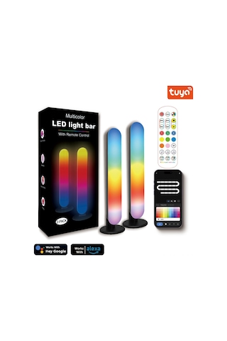 Geeksen Rgb Müzik Ritimli Akıllı Wi-fi Işıklı Lambalar, Oyuncu Bilgisayar Stüdyosu Dekoru, Bluetooth Kontrollü Led Işık Şeritleri 2 Adet Renkli
