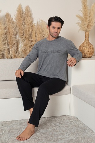 Sude Homewear Erkek Uzun Kol Pijama Takımı Antresit