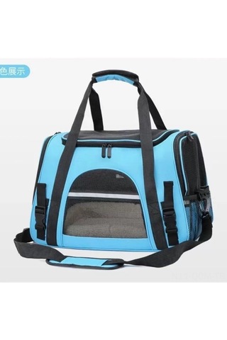 Qingmipy Taşınabilir Nefes Alabilir Evcil Hayvan Çantası - Mavi Küçük Boy 44x28x25 Yastıklı Köpek/kedi Seyahat Çantası
