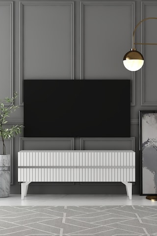 120dhdts5bg Tedy Lazer Pleksi Desenli Tv Sehpası Beyaz-gümüş