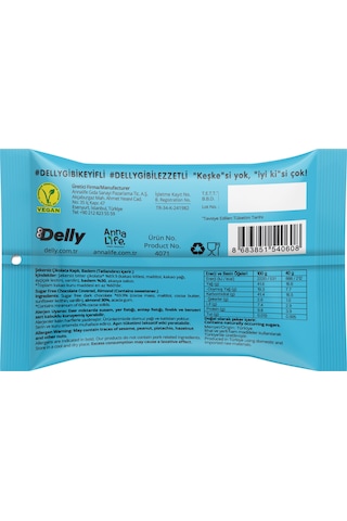 Delly Şeker İlavesiz Bitter Çikolata Kaplı Badem 12 x 40 G