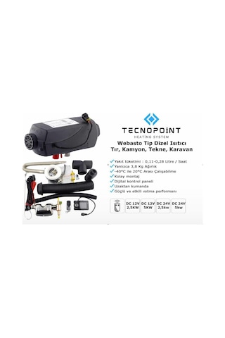 Tecno Point Tecnopoint Tc18-01 12v 2.5kw Webasto Tip D2 Model Tekne, Karavan, Minibüs Uyumlu Dizel Isıtıcı