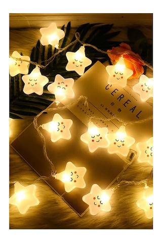 Asonplus Led Işıklı Gülen 10 Yıldız Dizeleri 2 Metre Şirin Loş Ge Gün Işığı