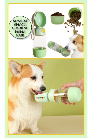 Kedi Köpek Evcil Hayvan Portatif Seyahat Amaçlı Suluk Ve Mama Kabı - 400 Ml + 180 Ml