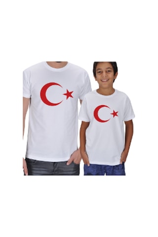 Evox Beyaz Ayyıldız Tişört Yetişkin Boy S,M,L,Xl Likra Kaliteli Penye