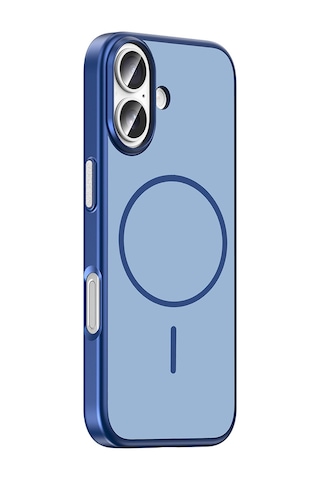 Apple iPhone Uyumlu 16 Kılıf M-safe Şarj Özellikli Zore Lora Pc Kapak - Lacivert