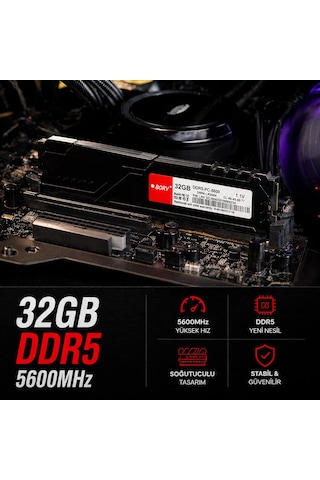 Bory 32gb Ddr5 5600mhz Soğutuculu Desktop Ram Yüksek Performans Gaming & Profesyonel Kullanım