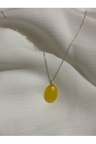 İlknur Doğal Taş Evi Kehribar Gümüş Kolye