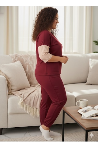 Kadın Bordo Büyük Beden Eşofman Takımı Bordo