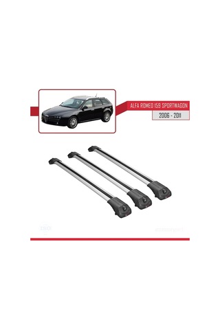Alfa Romeo 159 Sportwagon 2006-2011 Arası İle Uyumlu Ace-1 Ara Atkı Tavan Barı Gri 3 Adet Bar