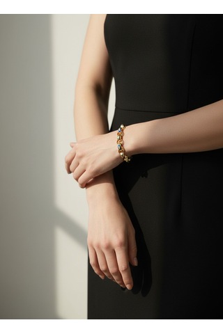 Valmont Accessories Kadın Gold Renk Renkli Mineli Halka Bileklik