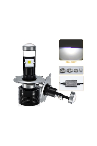 Geeksen Motosiklet Işığı Sağ Sürüş Led Lensli 4 Csp Çip 70w 16000lm 6000k Ip68 Su Geçirmez H6 H4 Hs1 Uçak Alüminyum Siyah