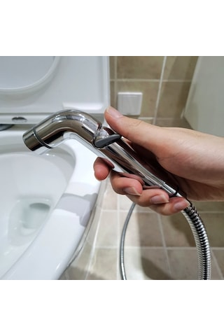 Fause KTS101 Spiralli Taharetmatik Debi Ayarlı Taharet El Duşu Krom