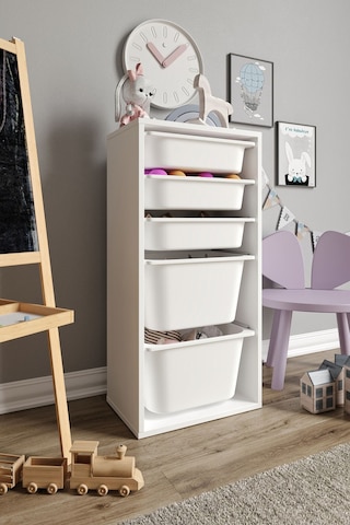 %100 Mdf - Medium Mono 5 Sepetli Oyuncak Dolabı Beyaz