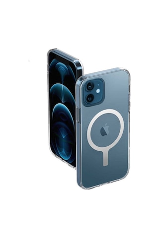 Iphone 12 Mini Uyumlu Kılıf Magsafe Wireless Şarj Destekli Şeffaf K Magnetic Crystal Case R11497: