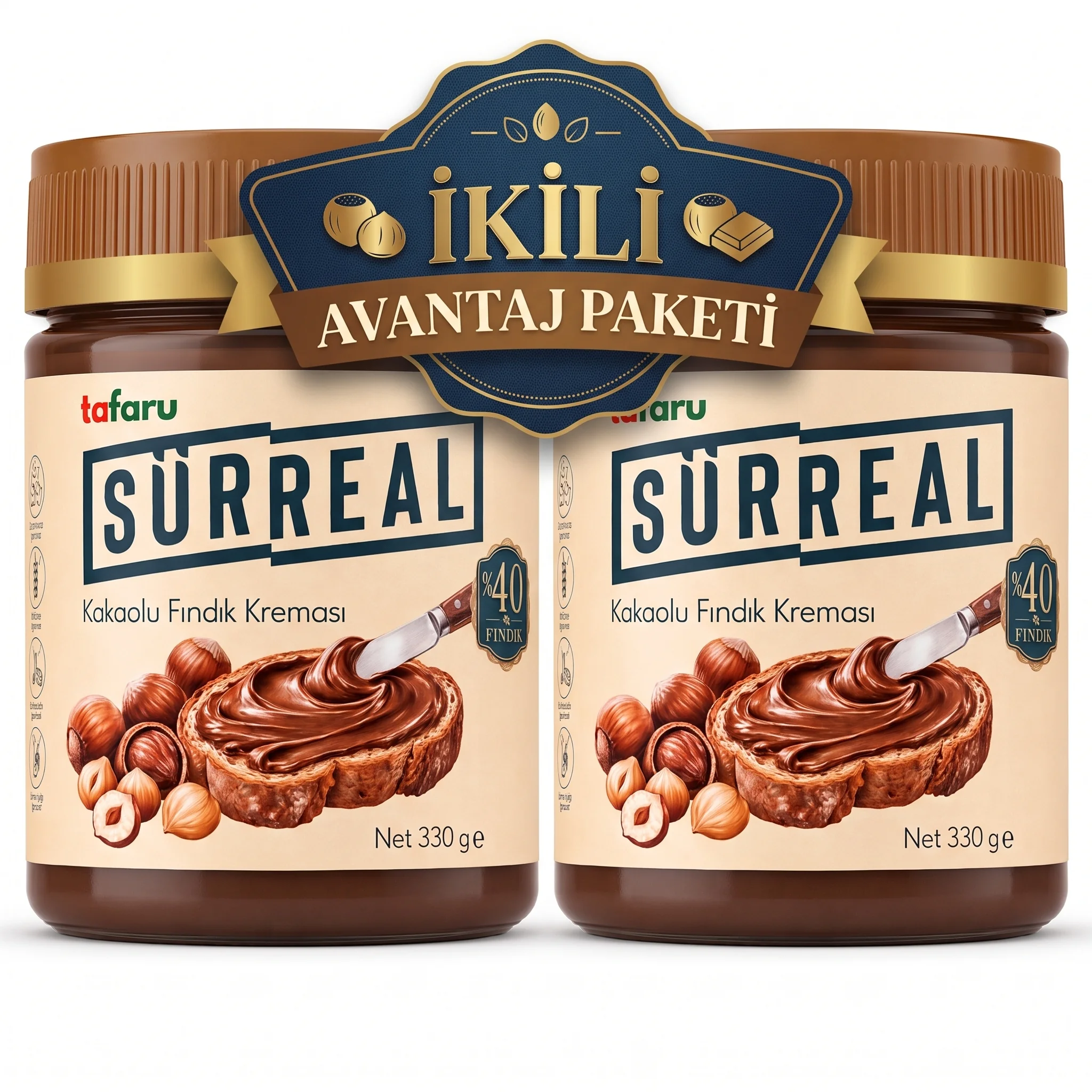 Tafaru Sürreal Kakaolu Fındık Kreması 330 G X 2