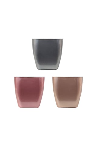 İmitasyon Metal Renkli Su Depolama Plastik Saksı, Boyut: G109 Orta Boy Saksı Kare Gül Altın