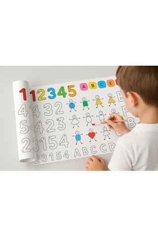 Haydi Dekor 5 Li Okul Öncesi Eğitim Rulosu Seti + 5 Metre Hediye Boş Çizim Rulosu Toplam 28,5 Metre Mantık, Matematik, Hayvanlı Türkçe Alfabe, Okul Eşyaları Ve Karışık Etkinlik Seti 1 Paket