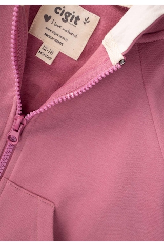 Cigit Kapşonlu Fermuarlı Hırka 1-14 Yaş Fuşya Fuşya