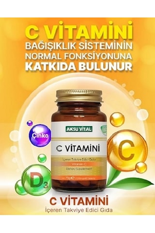 C Vitamini - Çinko - D Vitamini - Aksu Vital Kapsül - 60 Adet