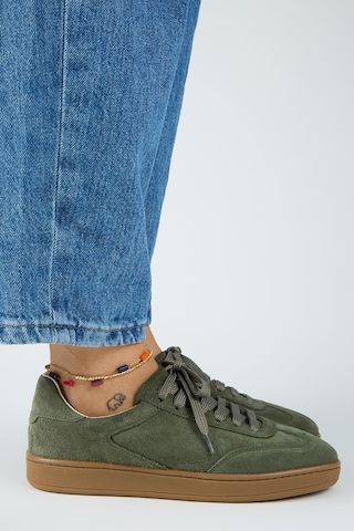 Manijero Krahe Barbella Kadın Hakiki Deri Üç Ayrı Alternatif Bağcıklı Haki Sneakers
