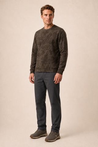 Redline Continu Erkek Kışlık Regular Fit Kışlık Bisiklet Yaka Sweatshirt Kahve