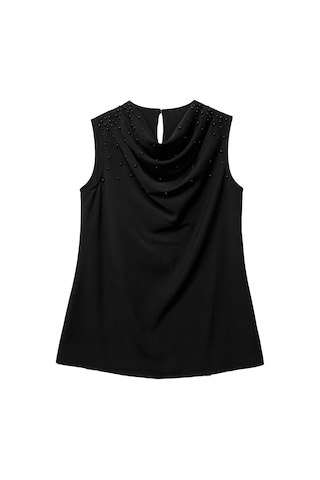 Sateen İnci Detaylı Bluz - Siyah-137354