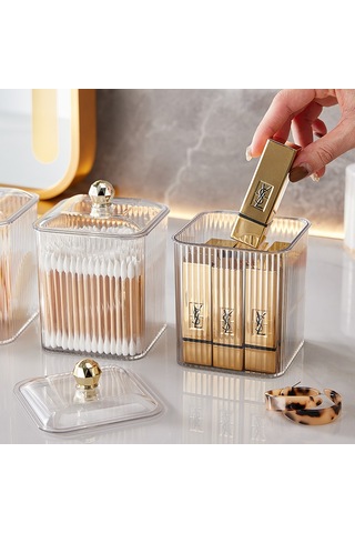 Şeffaf Yeşil Pamuklu Çubuk Kutusu, Kozmetik Pamuk Saklama Kutusu, Toz Geçirmez Ve Şeffaf A