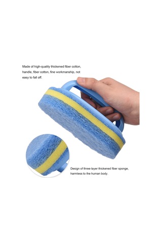 Yaleker Mavi El Fırçasıyla Fibre Pamuklu Temizleyici - Banyo, Tuğla, Havuz İçin 3 Katlı Kalın Yapı Mavi