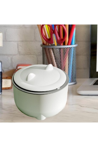 Suntek Masaüstü Çöp Tenekesi Sepeti Mini Kova Tezgah Ofis Beyaz