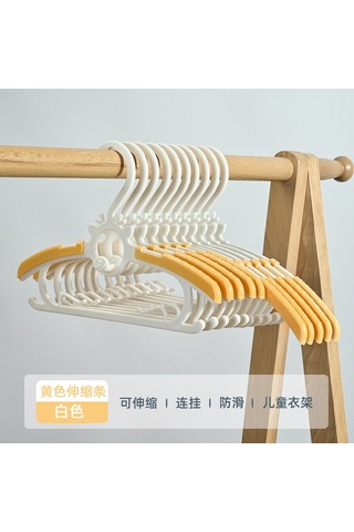 Çocuklar İçin Geri Çekilebilir Kaymaz Elbise Askısı Ev Tipi Omuz Askılı Köşe Depolama Elbise Askısı 20'li Paket Sarı