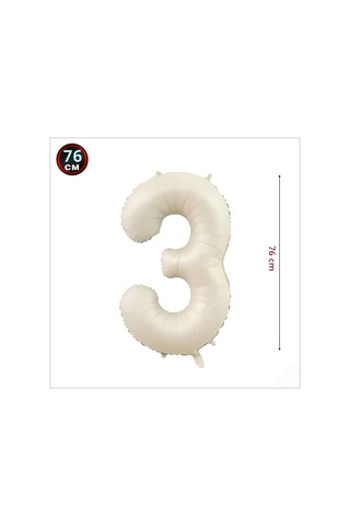 3 Yaş Rakam Krem Folyo Balon   76 CM