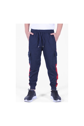 Yanı Şeritlii Kargo Cepli Erkek Çocuk Eşofman Altı Lacivert