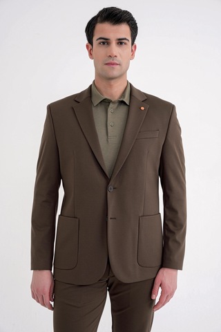 Efor Comfort Fit Mono Yaka Torba Cep Esnek Yünlü Kahverengi Spor Takım Elbise Tk 931 Kahverengi
