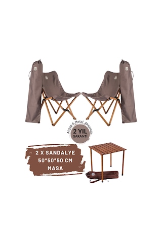 Bag The Joy Ahşap Masa Sandalye Seti Kahverengi-koyu Gri-50 50 50 Koyu Gri