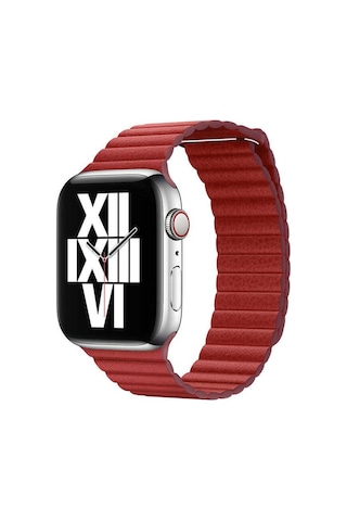 Watch 44mm Uyumlu Krd-09 Deri Lop Kordon Lofy Kırmızı