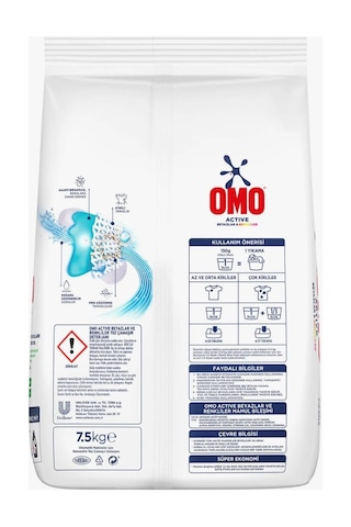 Omo Active Beyazlar ve Renkliler Toz Deterjanı 100 Yıkama 2 x 7500 G