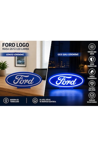 Ford Masa Lambası , Ford Logolu Led Işıklı Masa Lambası , Ford Gündüz Gece Masa Lambası Siyah