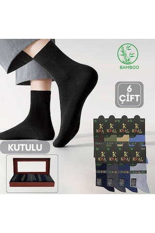 Kral Socks Kutulu 6 Çift Bambu Uzun Soket Yazlık Dikişsiz Parfümlü Çorap Çok Renkli