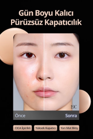 Cıca İçerikli, Yüksek Kapatıcı Yarı Mat Clıo Kill Cover Founwear Cushion Set 23n Ginger Spf40pa++ 23n Ginger