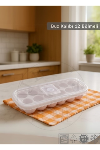 12 Bölmeli Buz Kalıbı Esnek Silikon Buz Küpü Bpa Free Yuvarlak Bas Parmak Buzluk Çapı 3,5 Cm Pembe Pembe